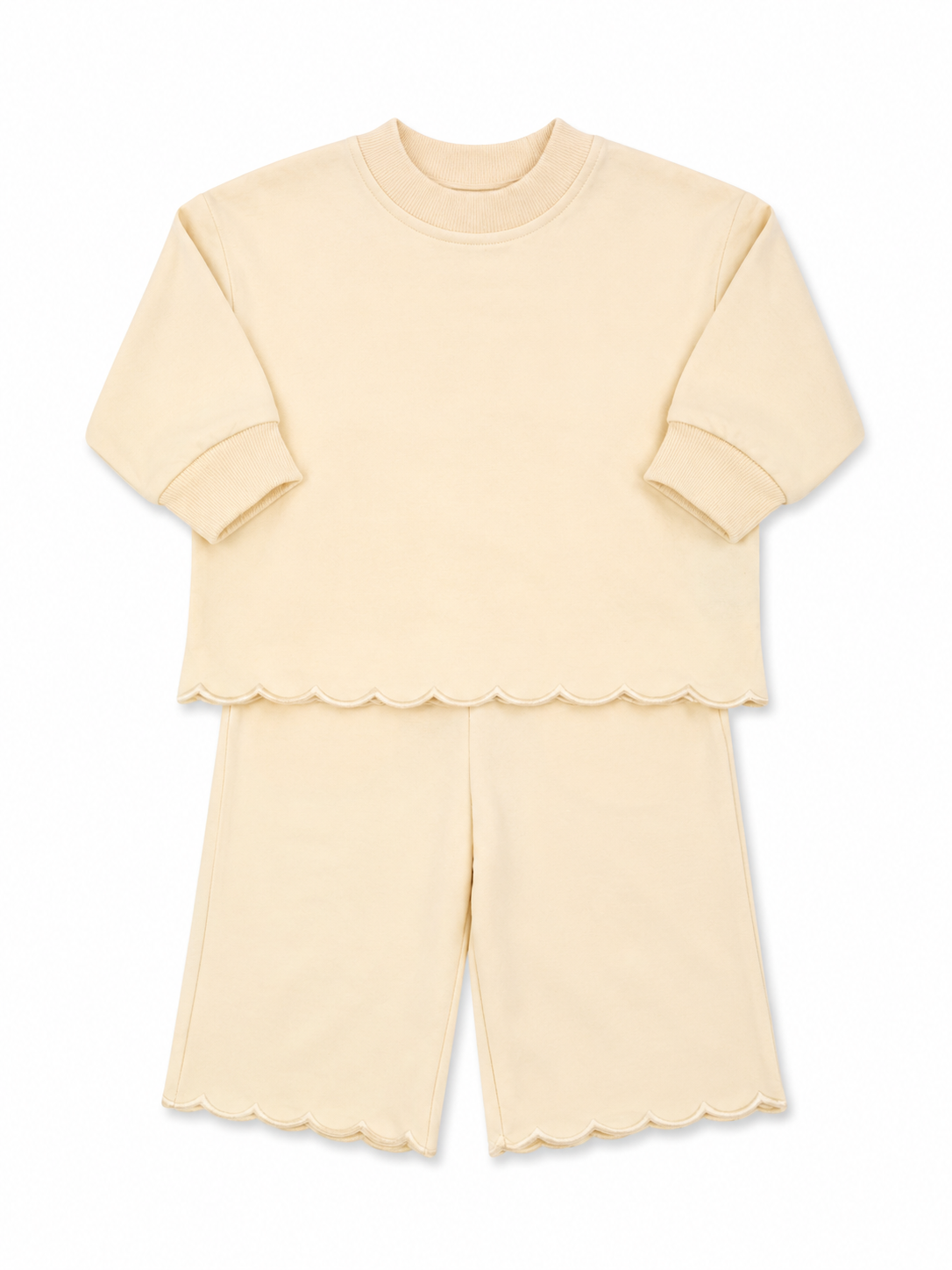 Girls Tan Scallop Long Sleeve Set