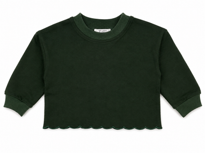 Girls Green Scallop Long Sleeve Set