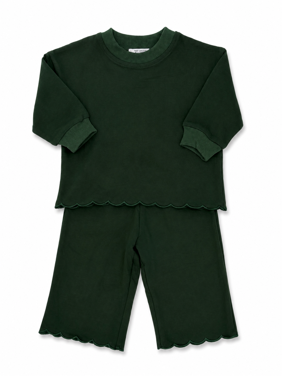 Girls Green Scallop Long Sleeve Set