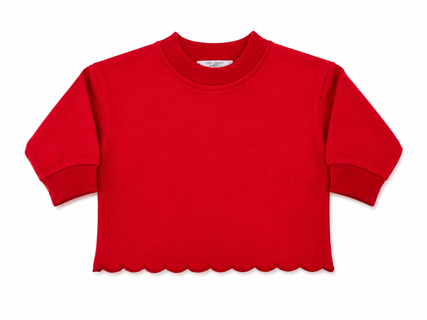 Girls Red Scallop Long Sleeve Set