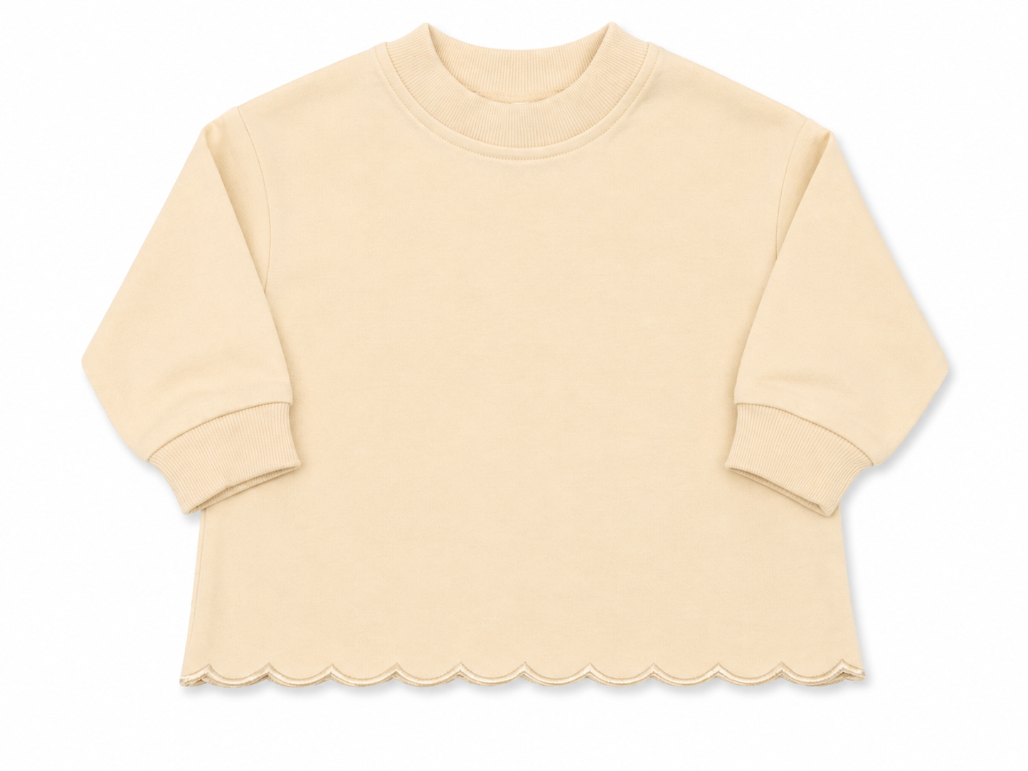 Girls Tan Scallop Long Sleeve Set
