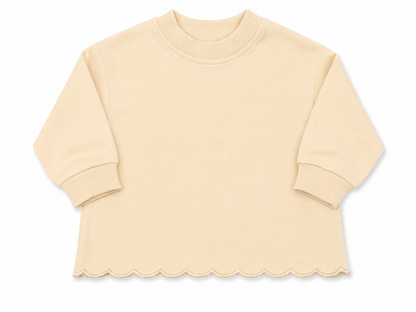 Girls Tan Scallop Long Sleeve Set